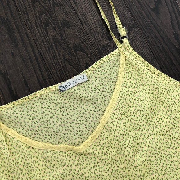 Suzy Mix Yellow Floral Pront Satin Slip Dress - Picture 4 of 4